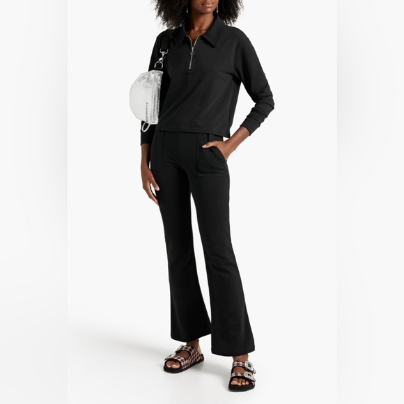 Jonathan Simkhai Standard Sia French Terry Bootcut Pants Size: M Color: Black - Picture 1 of 7